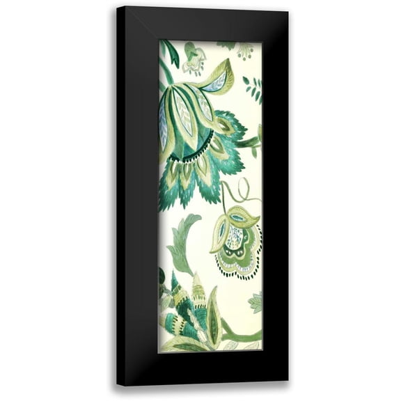 Loreth, Lanie 7x14 Black Modern Framed Museum Art Print Titled - Green Capri Floral I
