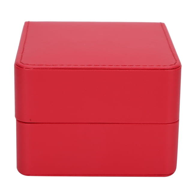 Caja de almacenamiento de reloj de cuero PU, caja de regalo con almohada suave para reloj, collar, pulsera, color rojo