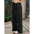 thumbnail image 2 of Womens Parachute Pants Wide Leg Baggy Pants Y2K Elastic Waist Jogger Sweatpants Track Pants Streetwear Black XXL, 2 of 4