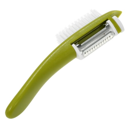 Vegetable Peeler And Brush Multi-functional Fruit Peeler 3 in 1 Vegetable Slicer Cheese Cutter with 3-Blades and Brush Kitchen Gadget ()