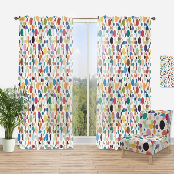 Designart 'Colorful Circular Dance V' Mid-Century Modern Curtain Panel