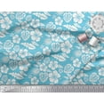 thumbnail image 3 of Soimoi Blue Cotton Duck Fabric Monstera Leaf & Floral Printed Fabric 1 Yard 56 Inch Wide, 3 of 3