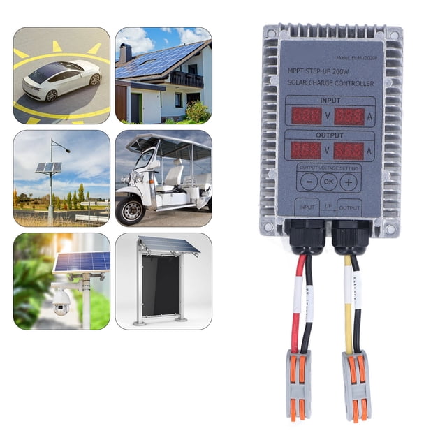 MPPT, Controlador de Carga Solar de Voltaje Ajustable, Con Pantalla, Resistente Al Agua, Para Controlador de Farola Solar, Cargador Solar, Bicicleta Eléctrica Solar