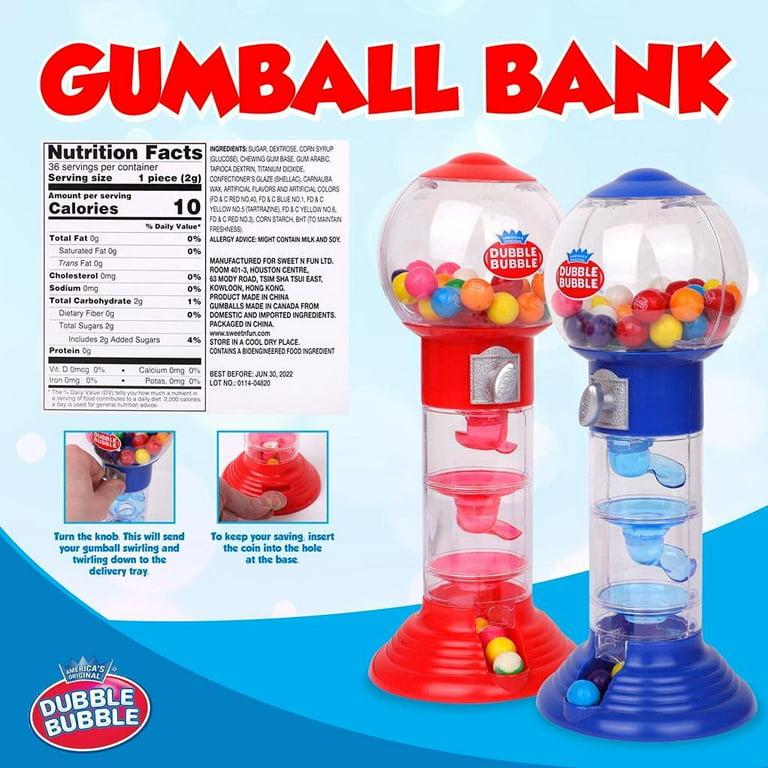 Spiral Fun 10-Inch Gumball Machine with Gumballs: Blue