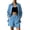 Blue, variant on SOOMLON Concert Outfits for Women Plus Size Button Down Long Sleeve Shirt Elastic Waist Shorts with Pockets 2 Piece Set