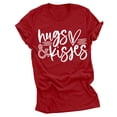 thumbnail image 1 of RKSTN Hauts pour Femmes Saint-Valentin Cœur d'Amour Lettres Imprimées Mode Blouse Confortable Hauts Tempérament Couleur Unie Col Rond Manches Courtes Hauts, 1 of 5