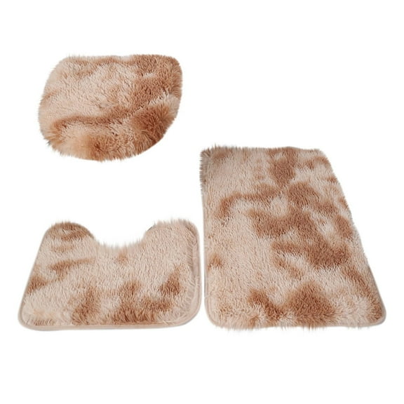 Agiferg Tie Dyed Plush Carpet Plush Toilet Three Piece Set Non Slip Mat Bath