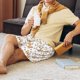 thumbnail image 5 of Balery Corgi with Hearts Pantalones cortos de pijama de punto de algodón para hombre con cinturilla y bolsillos-X-Large, 5 of 6