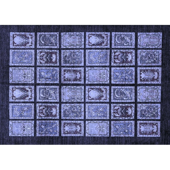 Ahgly Company Machine Washable Indoor Rectangle Abstract Blue Modern Area Rugs, 2' x 3'