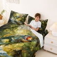 thumbnail image 3 of Feelyou Forest Largemouth Bass Splash Full Size Sheets for Men, Lake Tree Marine Wildlife Bed Sheets, Green Blue, 4 Pieces, 3 of 5
