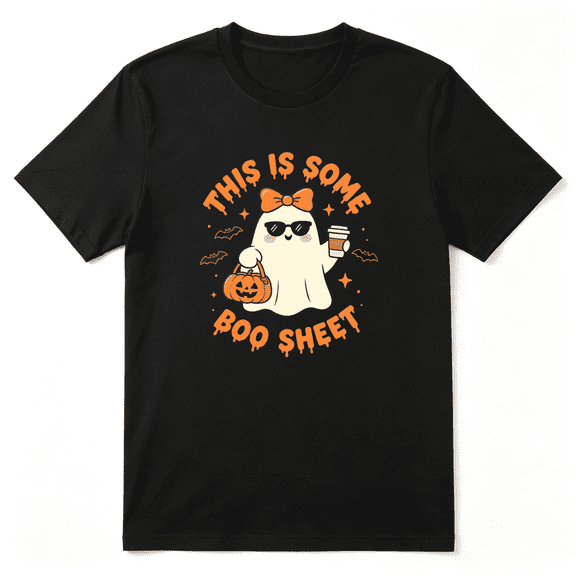 This Is Some Boo Sheet Ghost Dog Cool Graphic Tee for Men and Women, Funny Holiday Gift Cotton Short Sleeves T-Shirt