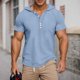 thumbnail image 2 of Camiseta holgada con capucha para hombre: prenda de poliéster para el verano, detalle de botones, color liso, ideal para combinar con vaqueros, tallas S-XXXL, contorno de pecho 105-130 cm., 2 of 8