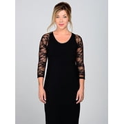 Sleevey Wonders Womens Basic 3/4 Length Slip-on Lace Sleeves L Black