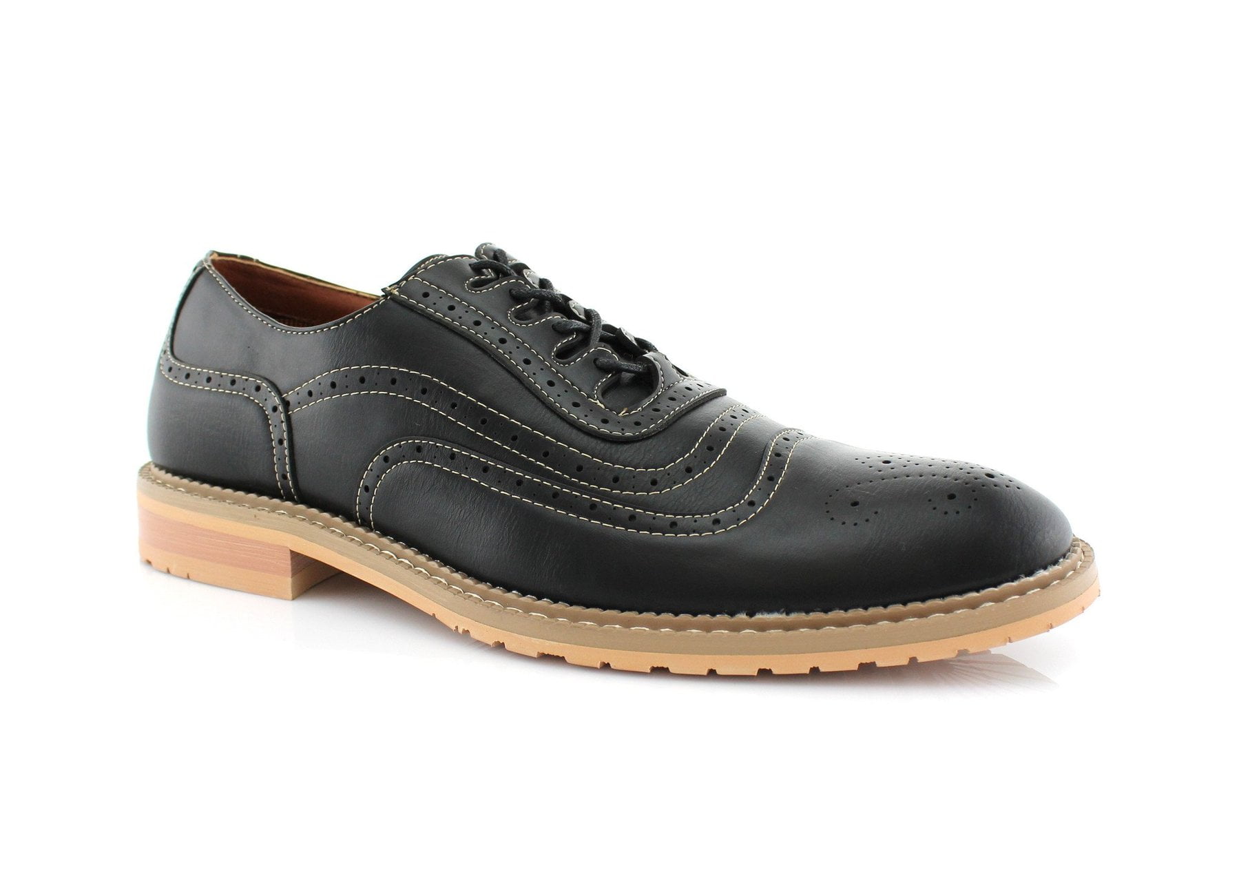 Ferro Aldo Timothy Mfa19385le Mens Perforated Novelty Wingtip Oxford Uniform Dress Shoes, Men's, Size: 10.5, Black