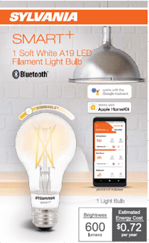 SYLVANIA Smart LED A19 Light Bulb, 40 Watt, Dimmable, Soft White, 1 Pk