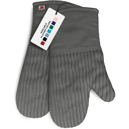 

Oven Mitts 2 Pairs of Quilted Terry Cloth Cotton Lining Extra Long Professional Heat Resistant Kitchen Oven Gloves