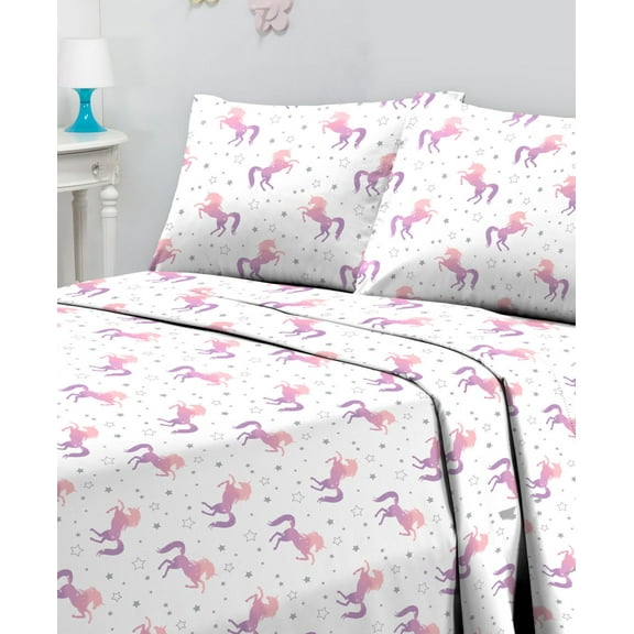 Sanders Printed Microfiber 3 Pc. Sheet Set, Twin Bedding, Purple