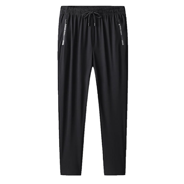 Ceisia Men's Solid Color Breathable Straight Leg Casual Sports Pants with Zipper Pockets Black XL Gifts