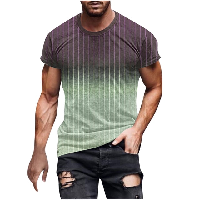 Birdeem Chemises pour Hommes Hommes Imprimé Fallow Col Rond T-Shirt Décontracté Mode Manches Courtes