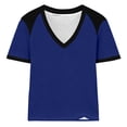 thumbnail image 6 of Enjoytime Short Sleeve Tops for Women Patchwork V-Neck T-Shirt Summer Business Casual Basic Tees, 6 of 6