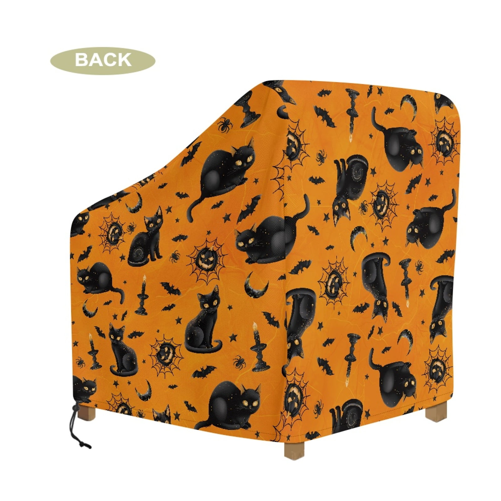 Renewold Waterproof Outdoor Chair Covers UV Resistant Patio Adirondack Rocking Chair Covers Recliner Chair Protector Halloween Decor Fits up to 32W x 35D x 36H Inches, Black Cat Pumpkin Orange
