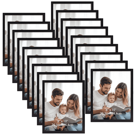 8x10 Picture Frames, Multi Photo Frames 8 by 10 Bulk for Wall Hanging and Tabletop Decoration, Black, Set of 18