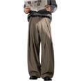 thumbnail image 7 of RUTAYY Men's Wide Leg Dress Pants Button Waist Pleated Design Solid Color Side Pockets Fashion Daily Bottoms Khaki, 7 of 7