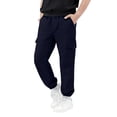 thumbnail image 2 of Riecok Cargo Pants for Boys Elastic Waist Casual Jogging Trousers Bottom with Pockets Solid Color Pull on Pants Navy 11 Years, 2 of 7
