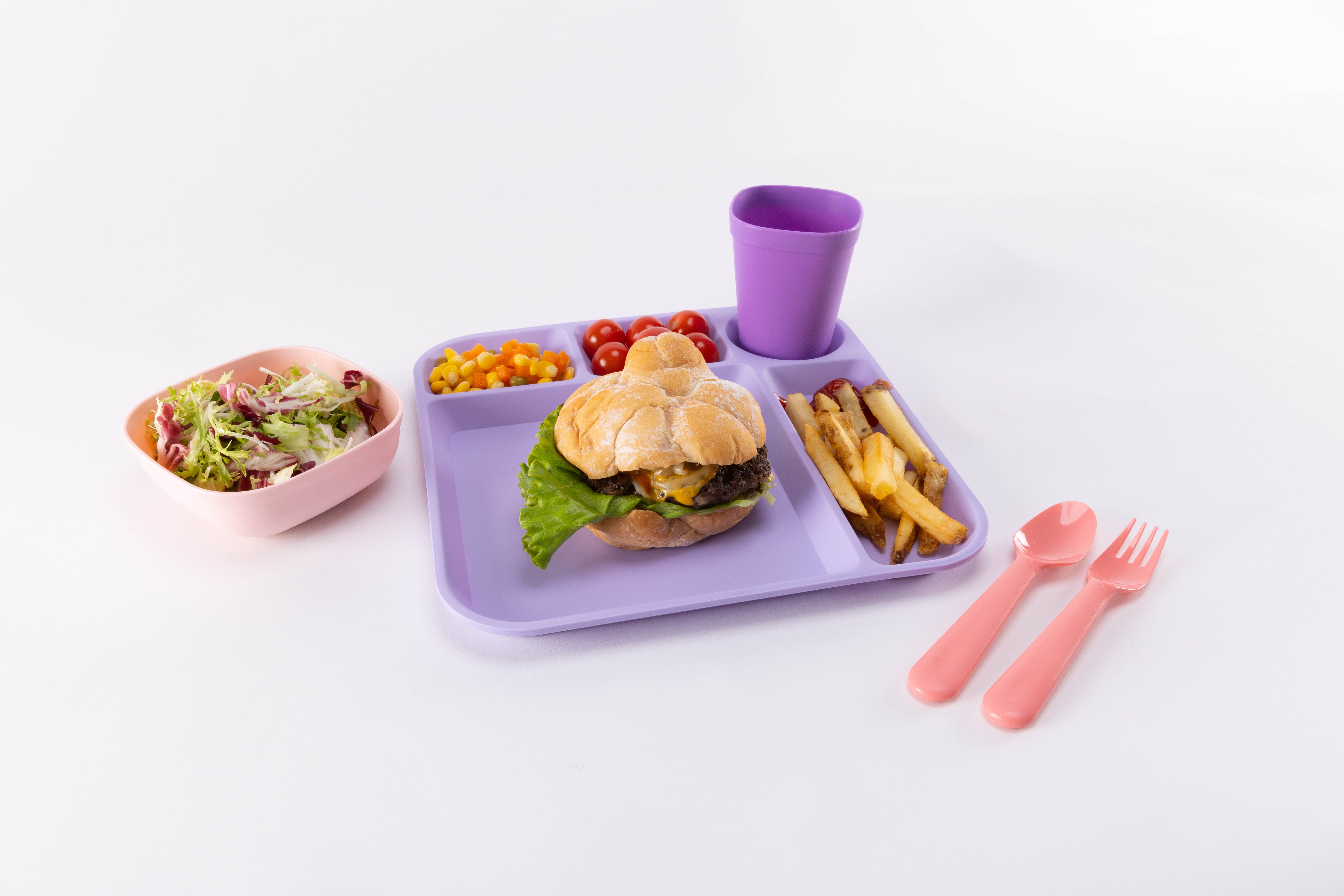 Your Zone Plastic PP 24PC Dinnerware Pink Set Assorted Color