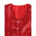 thumbnail image 5 of TTAO Kids Boys Girls Sequin Vest Waistcoat with Hat for Jazz Hip Hop Streetwear Dancewear Performance Red 14-15, 5 of 7