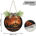 thumbnail image 3 of Coolnut Winter Halloween Pumpkin Welcome Sign with Bows and Grass Rings, Round Door Hanging for Holiday Indoor and Outdoor Family Door Wall Home Decor, 3 of 7