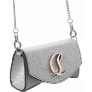 Christian Louboutin Glitter Leather Micro Shoulder Bag, Silver