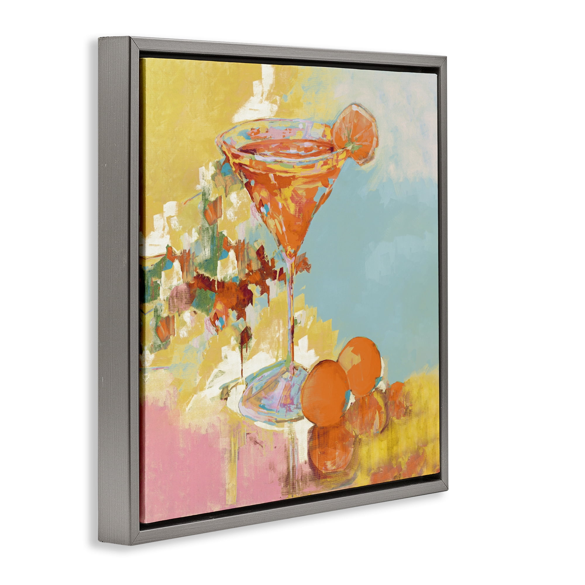 Stupell Industries Summer Citrus Martini Gray Framed Floater Canvas Wall Art, design by Jane Slivka