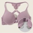 thumbnail image 3 of Livrdious Push Up Bras for Women Deep V Front Close Beauty Lace Racerback T-Shirt Bra Comfort Padded Underwire Bra, 32B-40C, 3 of 8