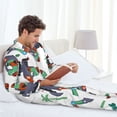 thumbnail image 6 of Naloa Dinosaur on Excavator2 Men’s Pajamas Set - Long Sleeve Button Down Sleep Shirt and Pajama Bottoms Sleepwear Set-Large, 6 of 7