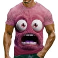 thumbnail image 4 of EliteGoogv Mens T Shirt Funny Expression Graphic Short Sleeve Tee For Men Breathable Casual Top With Cute Cartoon Face Summer Shirt Blue L, 4 of 8