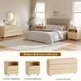 thumbnail image 6 of Aufeile Bedroom Dresser and Nightstand 3 Piece Set, 53" 6 Drawer Wood Dresser & Nightstand Set of 2 with Charging Station, Modern Curved Bedroom Furniture Set, Chest of Drawers, Natural, 6 of 10
