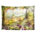 thumbnail image 3 of HVEST Fairy Tale Forest Tapestry Spring Green leaf Plant with Colorful Flower Natural Landscape Wall Hanging Tapestry for Bedroom Living Room Dorm Party Wall Decor,59X51 Inches, 3 of 7