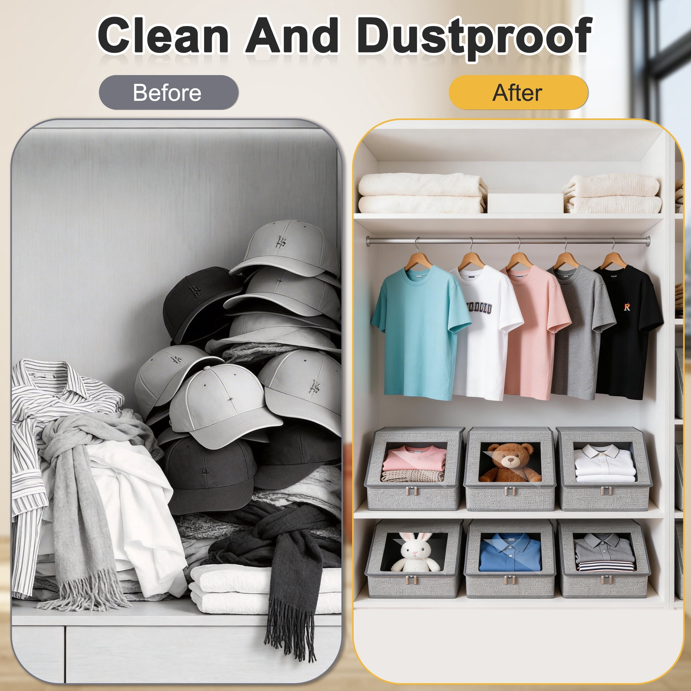 2 Pack Hat Storage, Stackable Hat Organizer Holder, Baseball Caps Organizer, Sturdy Hat Boxes for Cardboard Home Storage