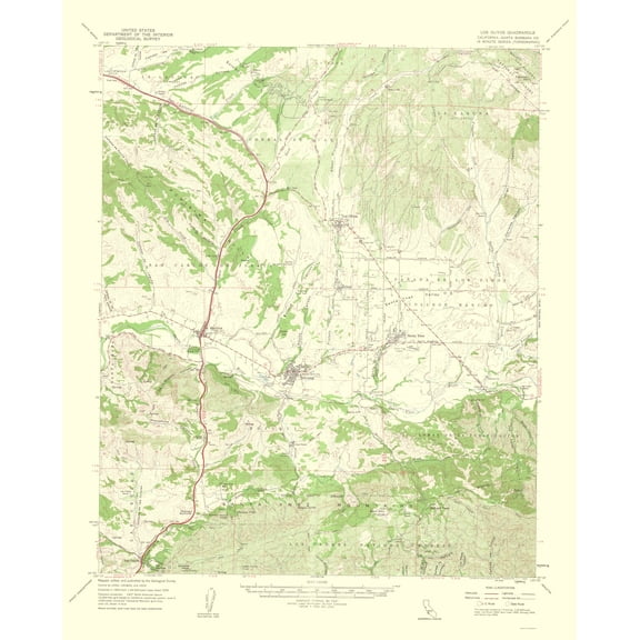 Topographical Map - Los Olivos California Quad - USGS 1962 - Vintage Wall Art