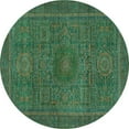 thumbnail image 1 of Ahgly Company Indoor Round Abstract Turquoise Blue Modern Area Rugs, 6' Round, 1 of 4