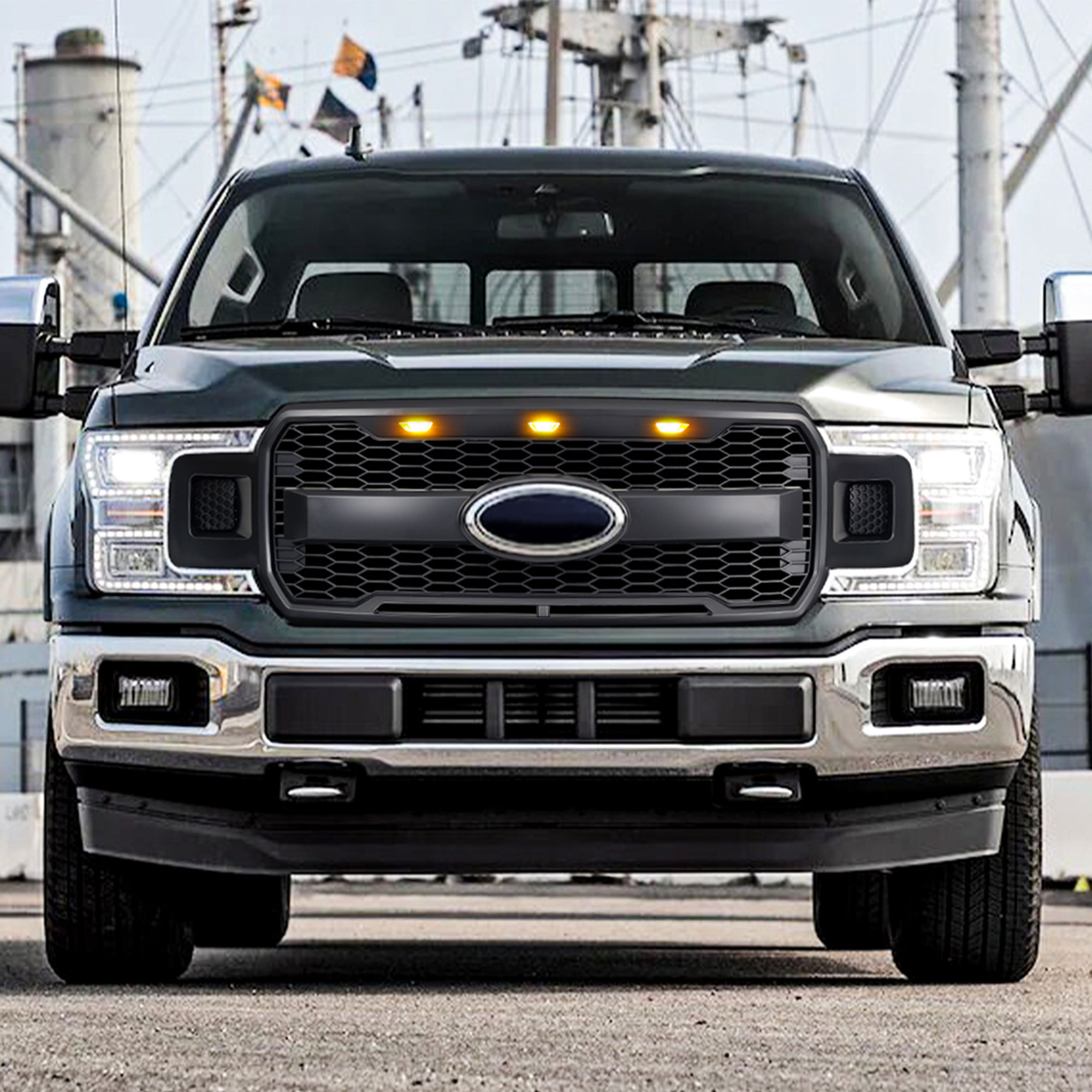 AMERICAN MODIFIED Raptor Style Mesh Grille for 18-20 Ford F150, Matte Black
