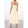 thumbnail image 3 of Vestido MEROKEETY para mujer 2025, sin mangas, midi, color albaricoque, 3 of 8