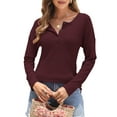 thumbnail image 3 of TARAINYA Womens Henley Long Sleeve Plaid Knit Button-up Shirt Blouse Top Loose Fit V-Neck Cardigan, 3 of 9