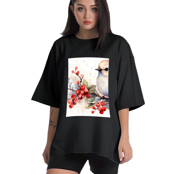 Plus Size Shirt for Women Black Tops for Women Short Sleeves Shirt for Women Watercolor Red-Browed Bird 6 T Shirt Crewneck Shirt for Women XS