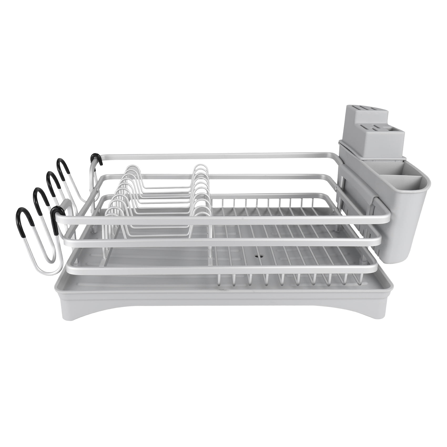 Dish Drying Rack Compact Rustproof Dish Rack and Drainboard Set Dish Drainer with Adjustable Swivel Spout Gray Walmart