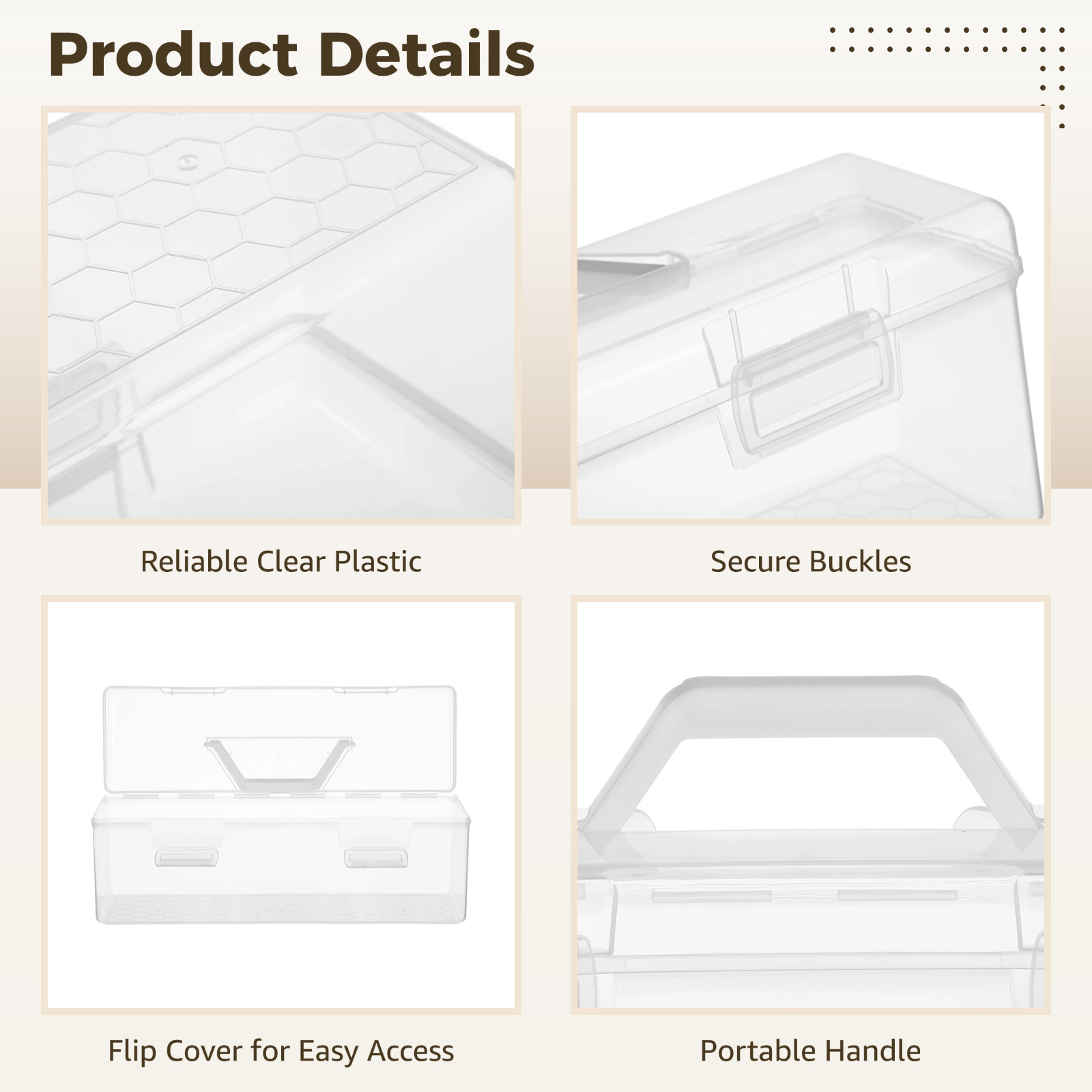 3 PCS Acrylic Paint Storage Boxes, 30 Bottles Capacity Clear Plastic Organizer Case for 2 oz Paint, Portable Art Supply Plastic Container with Handle for Craft Tools, 14 x 4 x 5 in