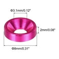 thumbnail image 2 of 60pcs M3 Counterbore Washers, 8mm/0.31inch Anodized Aluminum Alloy, Head Gaskets for Screw RC, Hot Pink, 2 of 6