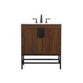 thumbnail image 3 of Elegant Decor Eugene 30" Aluminum MDF Single Bathroom Vanity in Walnut, 3 of 8