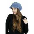 thumbnail image 2 of Brianna Newsboy Cap for Women Cancer Headwear Chemo Hat Cabbie Ladies Head Coverings Corduroy (Denim Blue), 2 of 2